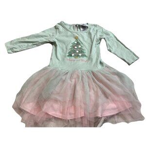 Counting Daises “Merry And Bright” Pink And Green Tutu Sparkle Dress Girls 24M